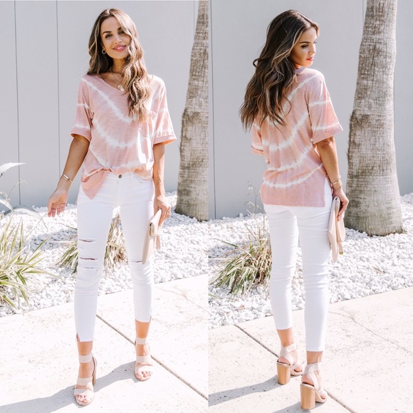 Pink Wash Ombré Tie Dye Boho Top - Picture 4 of 5
